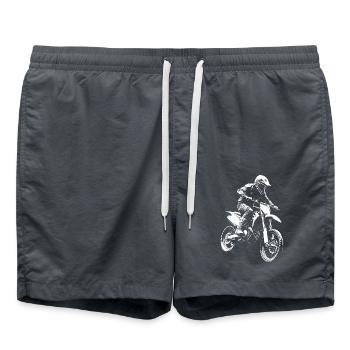 Motocross Biker Motorrad Cross Trial Enduro Freestyle - Badeshorts - Anthrazit - Vorne - AI Model Male 185 light (185cm)