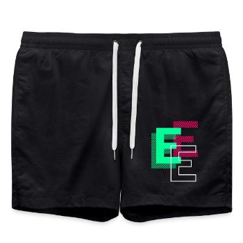 Initial Letter E Design Gift - Swim Trunks - black - Front - AI Model Male 185 light (185cm)