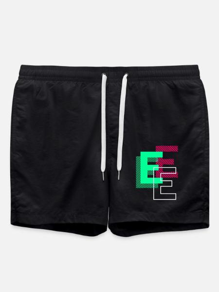 Initial Letter E Design Gift - Swim Trunks - black