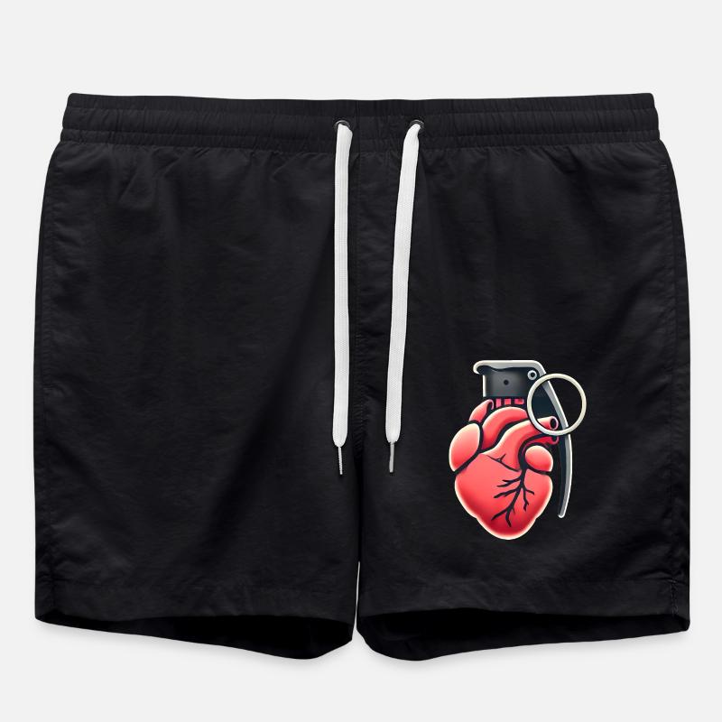 Explosive Herzgranate Design - Badeshorts - Schwarz