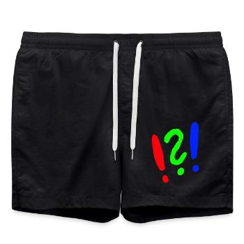 Point d’exclamation/point d’interrogation style bande dessinée - Short de bain - noir - Devant - AI Model Male 185 light (185cm)