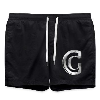 Chrome ,, C " Metallic - Badeshorts - Schwarz - Vorne - AI Model Male 185 light (185cm)