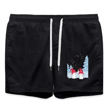 Sweet Winter Cats Love - Cat Love in the Snow - Swim Trunks - black - Front - AI Model Male 185 light (185cm)