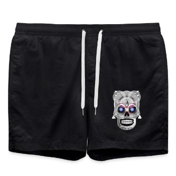 Schädel 3 - Badeshorts - Schwarz - Vorne - AI Model Male 185 light (185cm)