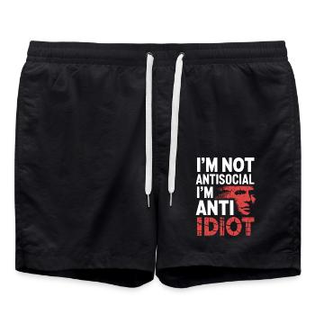 Pas fan de la bêtise - Short de bain - noir - Devant - AI Model Male 185 light (185cm)