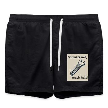 Schwätz net, mach halt! - Badeshorts - Schwarz - Vorne - AI Model Male 185 light (185cm)
