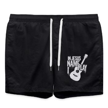 Message of faith through guitar music - Swim Trunks - black - Front - AI Model Male 185 light (185cm)