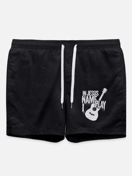 Glaubensbotschaft durch Gitarrenmusik - Badeshorts - Schwarz