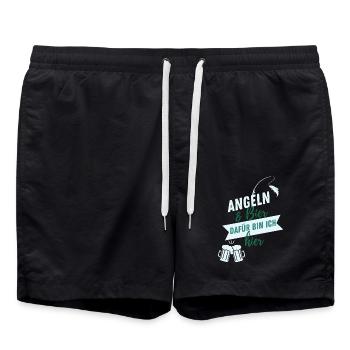 Angeln & Bier – Dafür bin ich hier - Badeshorts - Schwarz - Vorne - AI Model Male 185 light (185cm)