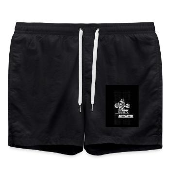 Gym Tshirt - Badeshorts - Schwarz - Vorne - AI Model Male 185 light (185cm)