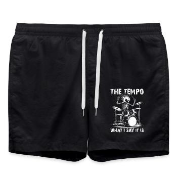 Drummer Skull Skelett am Drumset - Badeshorts - Schwarz - Vorne - AI Model Male 185 light (185cm)