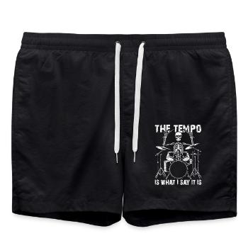 Drummer Skull Skelett am Drumset - Badeshorts - Schwarz - Vorne - AI Model Male 185 light (185cm)