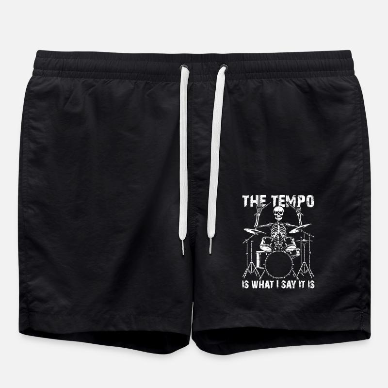 Drummer Skull Skelett am Drumset - Badeshorts - Schwarz