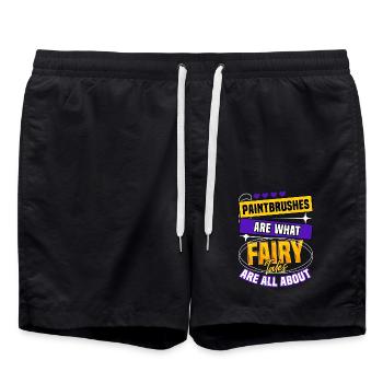 Paintbrushes Are What Fairy Tales Are All About - Swim Trunks - black - Front - AI Model Male 185 light (185cm)