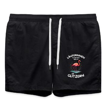 Läuferinnen schwitzen nicht sie glitzern Flamingo - Badeshorts - Schwarz - Vorne - AI Model Male 185 light (185cm)