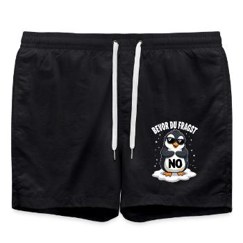 Bevor du fragst Nein lustiges mit süßem Pinguin - Badeshorts - Schwarz - Vorne - AI Model Male 185 light (185cm)