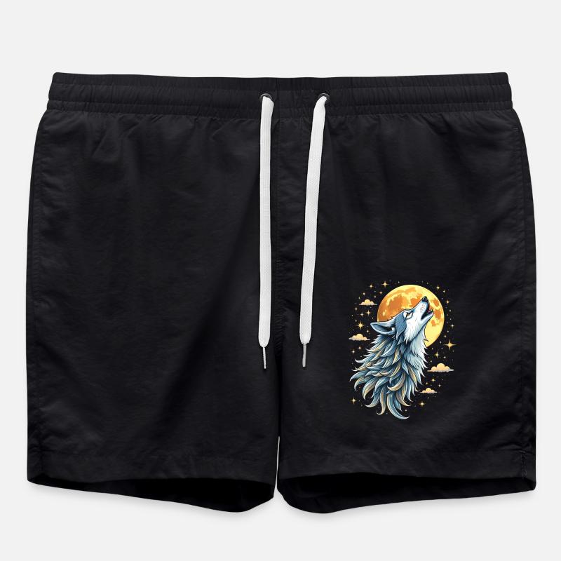Mystic Wolf - Heartbeat - Swim Trunks - black