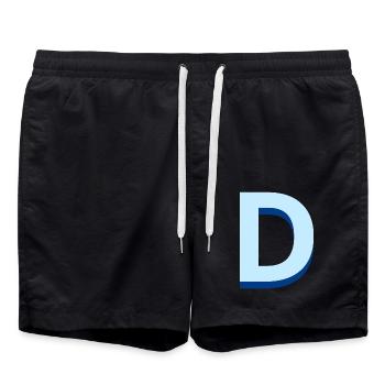Pop and modern blue letter d - Swim Trunks - black - Front - AI Model Male 185 light (185cm)