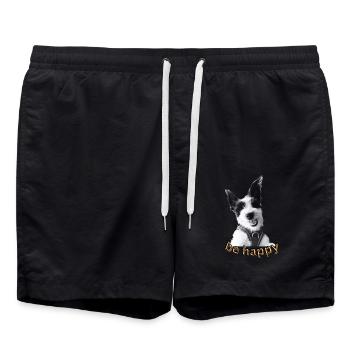 Cookie"Soyez heureux » - Short de bain - noir - Devant - AI Model Male 185 light (185cm)