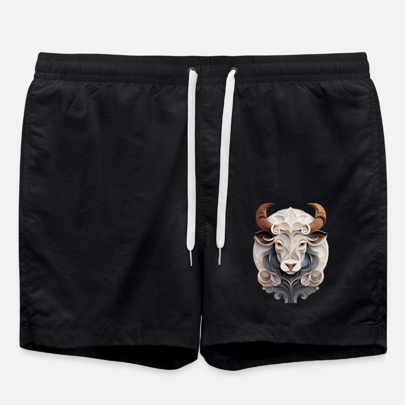Zodiac sign Taurus - Swim Trunks - black