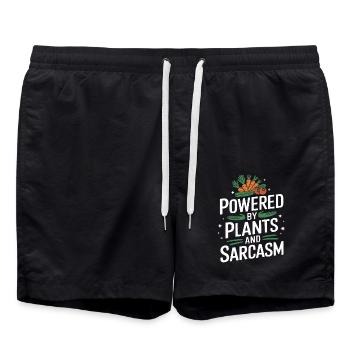 Vegetarian Vegan Veggie Vegetarian - Swim Trunks - black - Front - AI Model Male 185 light (185cm)