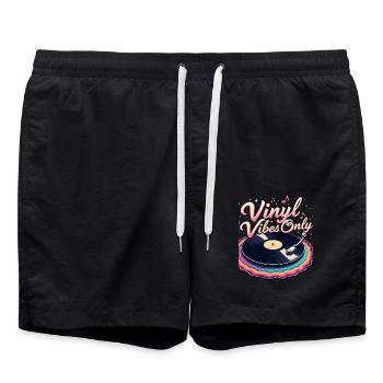 Nur Vinyl Vibes - Badeshorts - Schwarz - Vorne - AI Model Male 185 light (185cm)