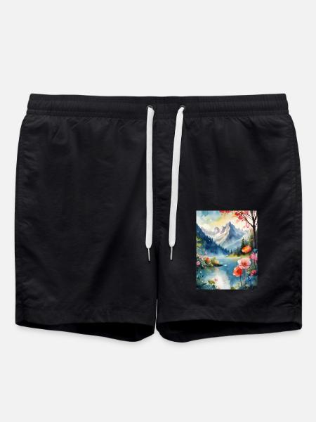 Berglandschaft - Badeshorts - Schwarz