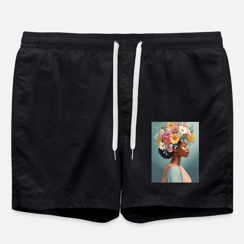 Blumenkrone 1 - Badeshorts - Schwarz