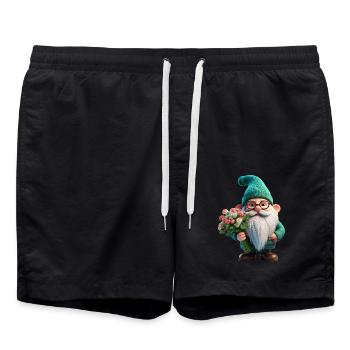 Gartenzwerg Valentinstag - Badeshorts - Schwarz - Vorne - AI Model Male 185 light (185cm)