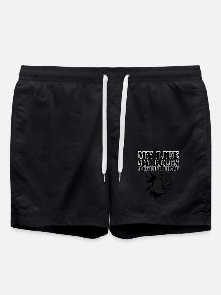 MY LIFE MY RULES - Swim Trunks - black
