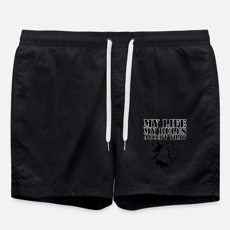 MY LIFE MY RULES - Badeshorts - Schwarz