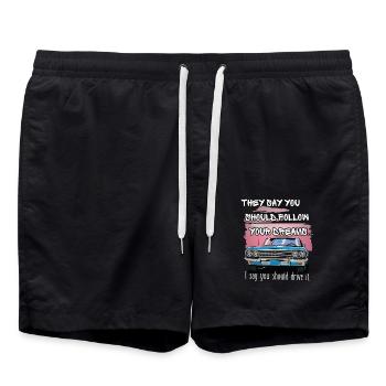 Man sagt, man sollte seinen Träumen folgen - Badeshorts - Schwarz - Vorne - AI Model Male 185 light (185cm)