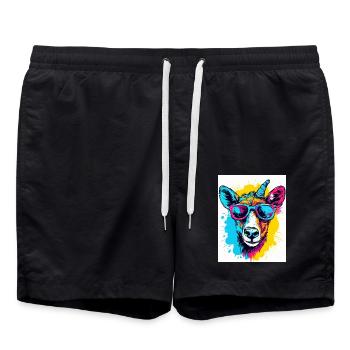 Buntes Tierporträt - Badeshorts - Schwarz - Vorne - AI Model Male 185 light (185cm)