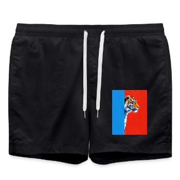 Tigre sur un fond coloré - Short de bain - noir - Devant - AI Model Male 185 light (185cm)
