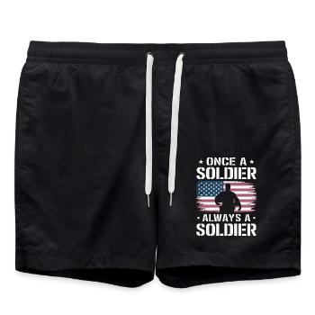 Soldat militaire vétéran - Short de bain - noir - Devant - AI Model Male 185 light (185cm)