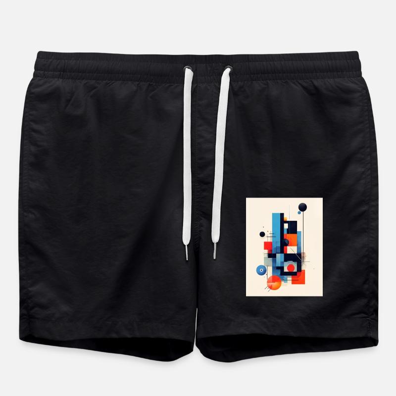 Abstract geometric composition - Swim Trunks - black