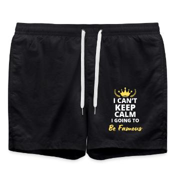 I can't stay calm, I'm going to become famous - Swim Trunks - black - Front - AI Model Male 185 light (185cm)