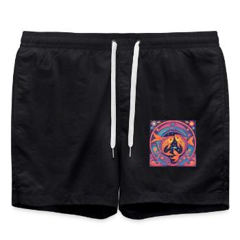Poissons Zodiaque Astrologie Cadeau - Short de bain - noir - Devant - AI Model Male 185 light (185cm)