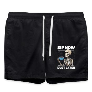 Lusitges Coffee Tea Lover Skeleton - Swim Trunks - black - Front - AI Model Male 185 light (185cm)