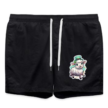 Cadeau de mouton pour la Saint-Patrick - Short de bain - noir - Devant - AI Model Male 185 light (185cm)