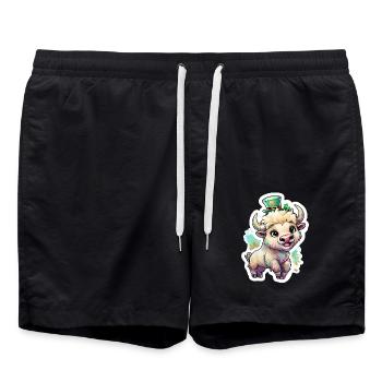 St. Patrick's Day Büffel Geschenk - Badeshorts - Schwarz - Vorne - AI Model Male 185 light (185cm)