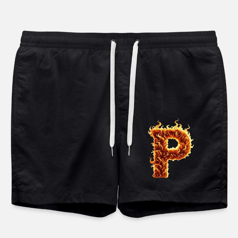 P Letter Fire - Swim Trunks - black