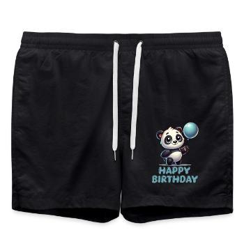 panda comic ballon birthday - Badeshorts - Schwarz - Vorne - AI Model Male 185 light (185cm)