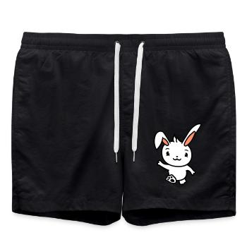 Hase winkt Begrüßung gehen laufen rennen winken - Badeshorts - Schwarz - Vorne - AI Model Male 185 light (185cm)