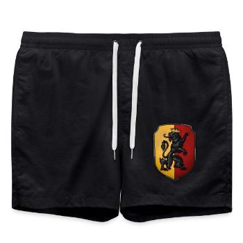 Wappen gekrönter Löwe - Badeshorts - Schwarz - Vorne - AI Model Male 185 light (185cm)
