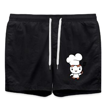 Vogel Chefkoch Mütze Ente lecker hunger essen süß - Badeshorts - Schwarz - Vorne - AI Model Male 185 light (185cm)