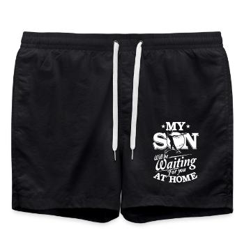 Baseball My Son Waiting At Home - Swim Trunks - black - Front - AI Model Male 185 light (185cm)