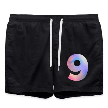 Colorful Number 9 - Swim Trunks - black - Front - AI Model Male 185 light (185cm)