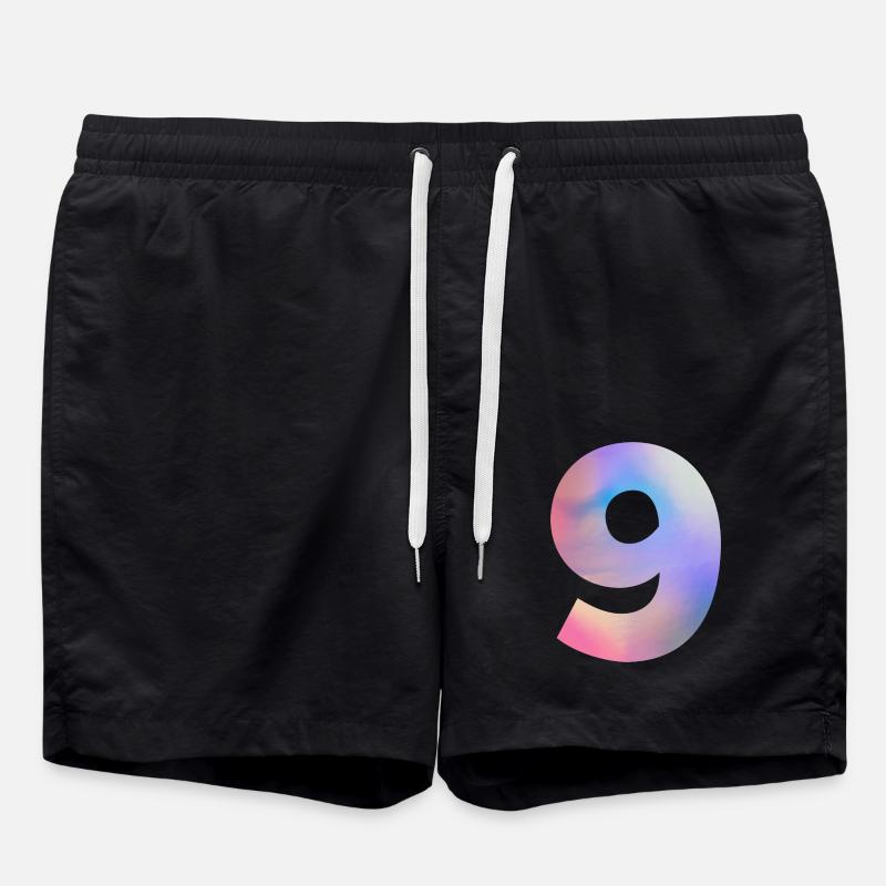 Bunte Zahl 9 - Badeshorts - Schwarz