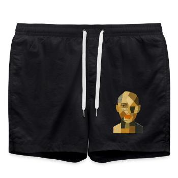 Visage Abstrait - Short de bain - noir - Devant - AI Model Male 185 light (185cm)